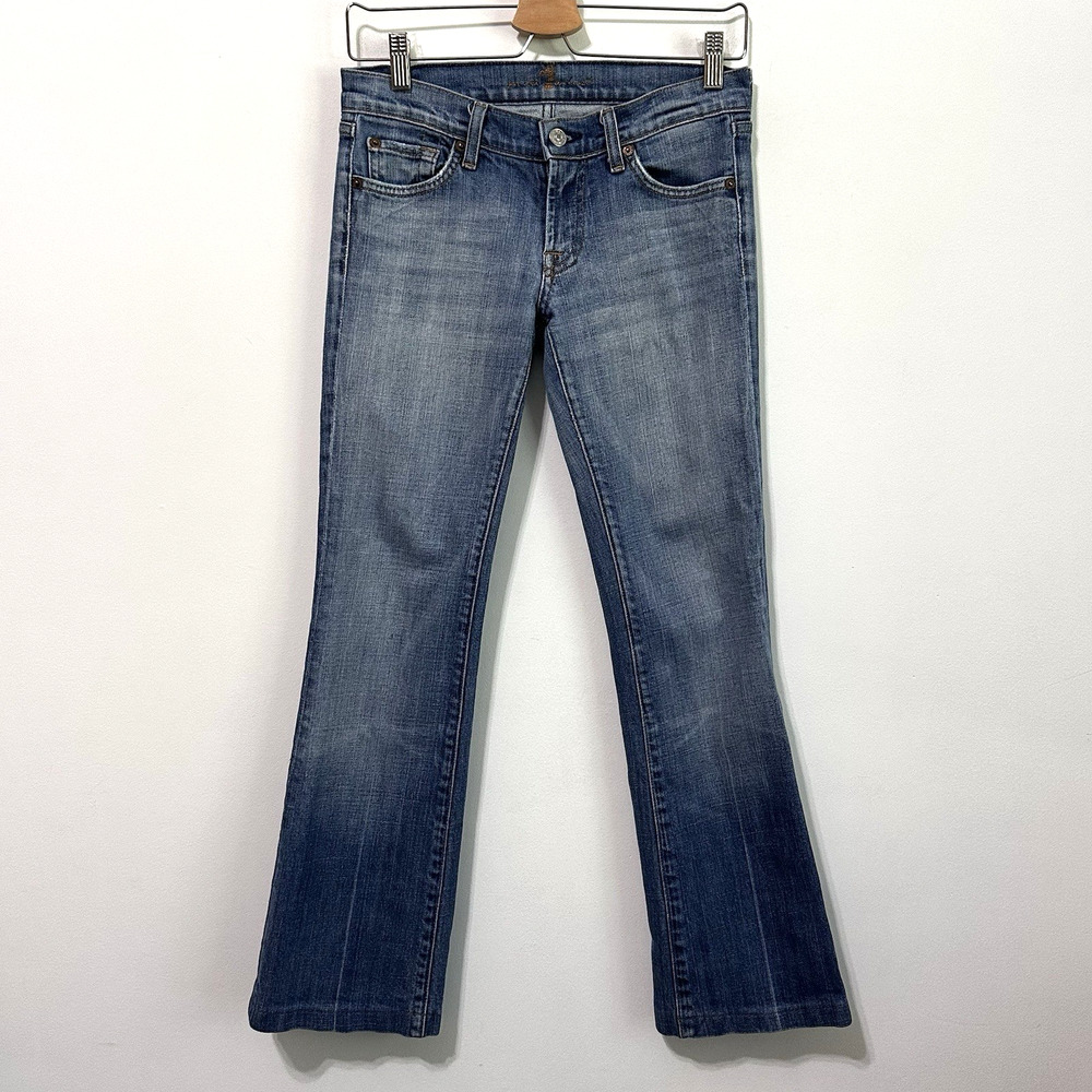 7 For All Mankind Low Rise Bootcut Jeans 26 Blue Ombre HEMMED 26x28‎ Ranch Short
